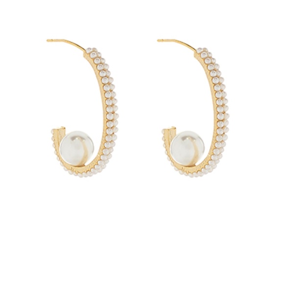 Pearl Accent Open Hoops - Picture 1 of 1